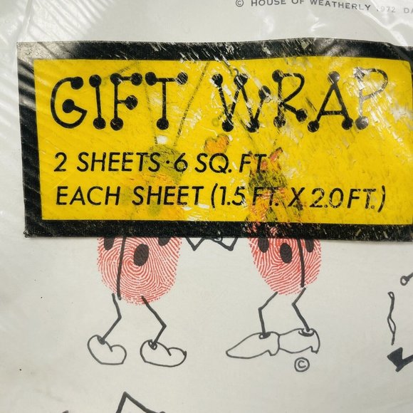 Thumkins Gift Wrap 1972  2 Ft 2 Sheet Package Ladybug House Weatherly Vintage - Picture 2 of 15